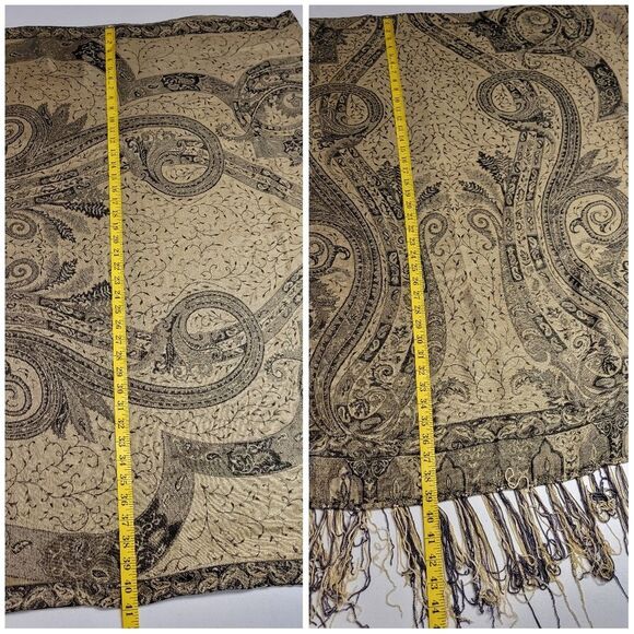 CBK Silk Paisley Tapestry Fringe Shawl Scarf - Picture 7 of 15